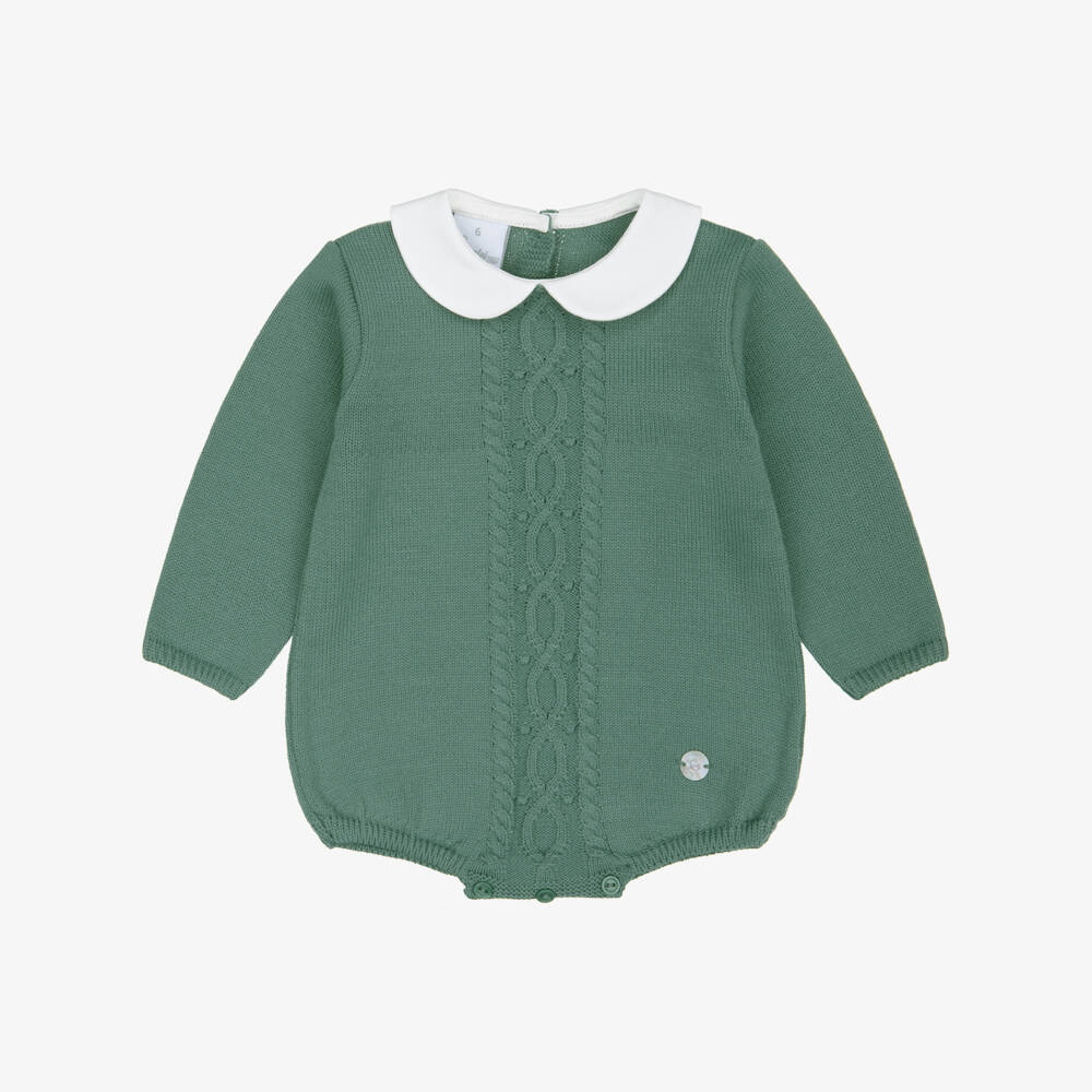 Artesanía Granlei-Green Knitted Shortie with Cable Design | Childrensalon