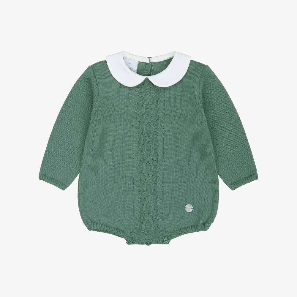 Artesanía Granlei-Green Knitted Shortie with Cable Design | Childrensalon