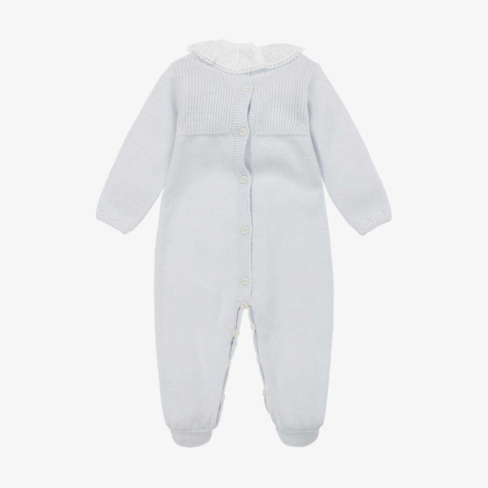 Artesanía Granlei-Grey Knitted Ruffle Collar Babygrow | Childrensalon