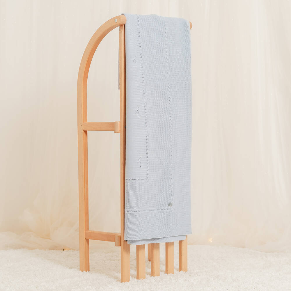 Artesanía Granlei-Grey Openwork Knitted Baby Blanket (106cm) | Childrensalon