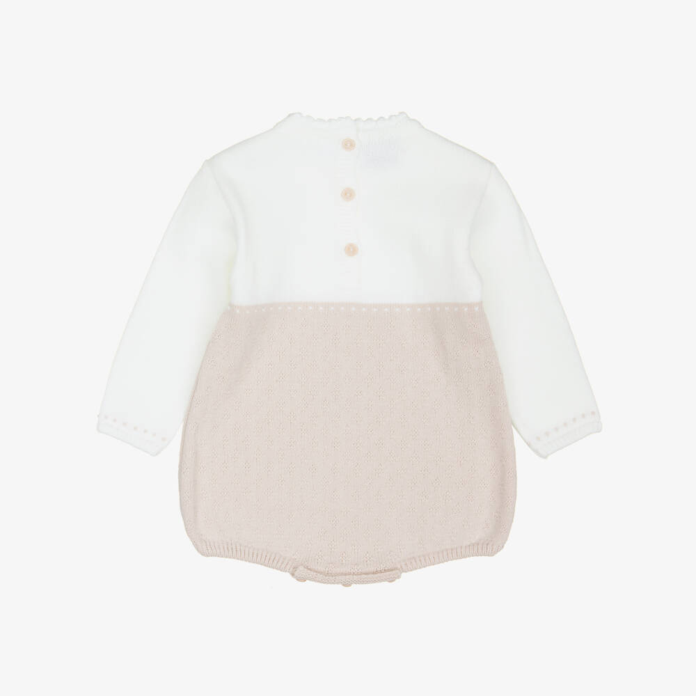 Artesanía Granlei-Ivory & Beige Knitted Shortie with Long Sleeves | Childrensalon