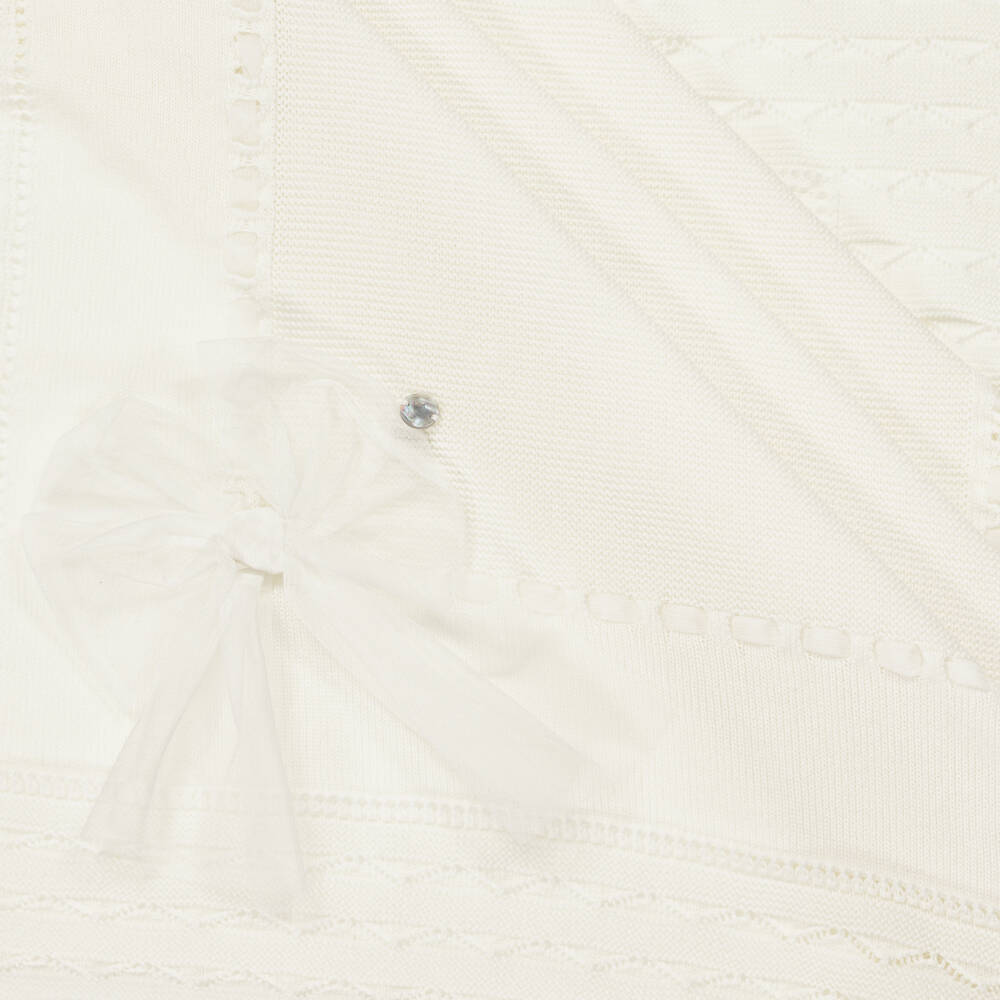 Artesanía Granlei-Ivory Cotton Knit Baby Blanket (105cm) | Childrensalon