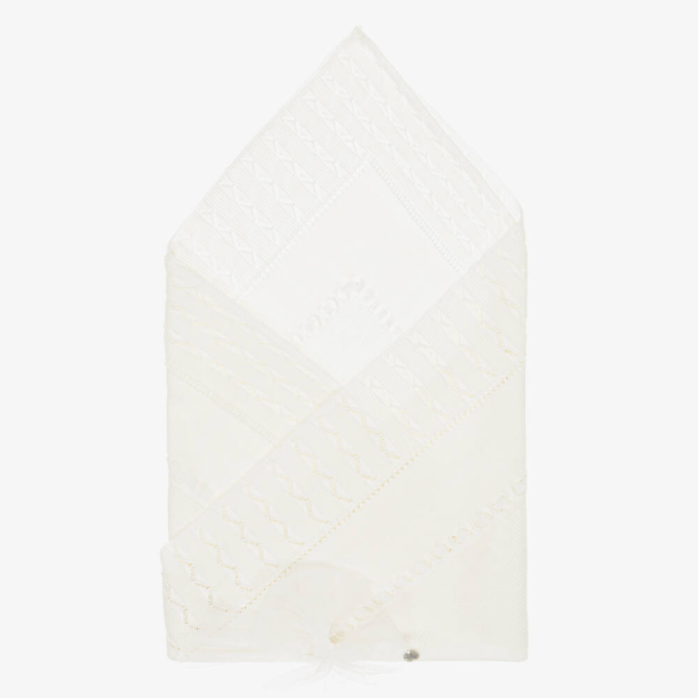 Artesanía Granlei-Ivory Cotton Knit Baby Blanket (105cm) | Childrensalon