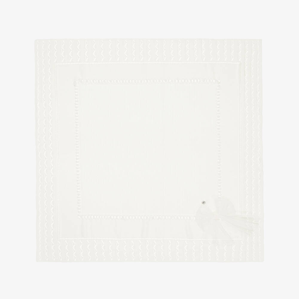 Artesanía Granlei-Ivory Cotton Knit Baby Blanket (105cm) | Childrensalon