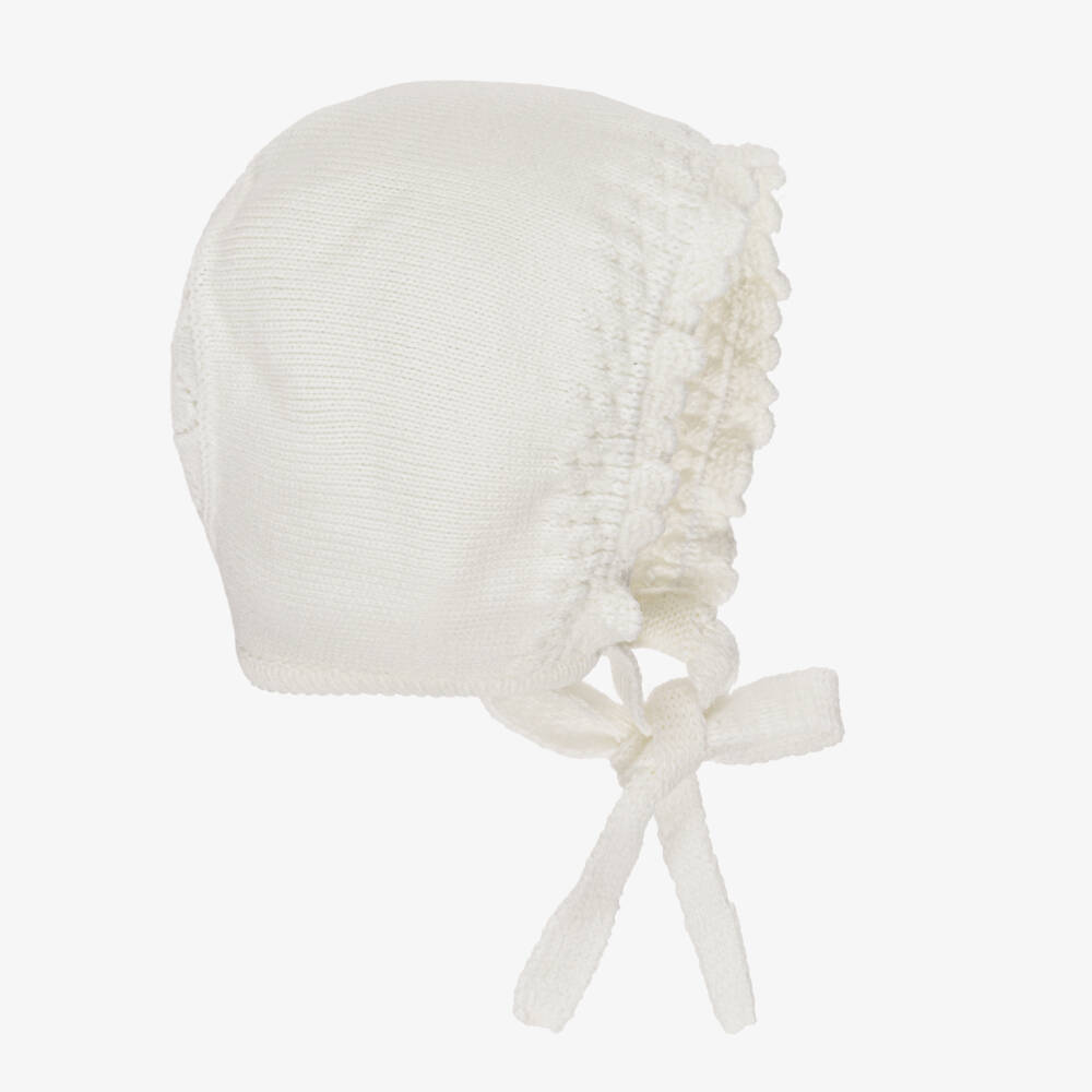 Artesanía Granlei-Ivory Knit Top & Lace Ceremony Gown & Bonnet | Childrensalon