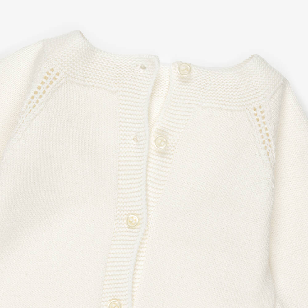 Artesanía Granlei-Комплект с комбинезоном из двух частей кремовый с голубой отделкой | Childrensalon