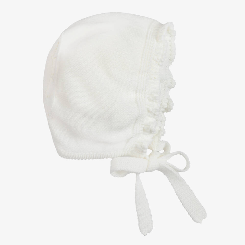 Artesanía Granlei-Ivory Knitted Baby Bonnet | Childrensalon