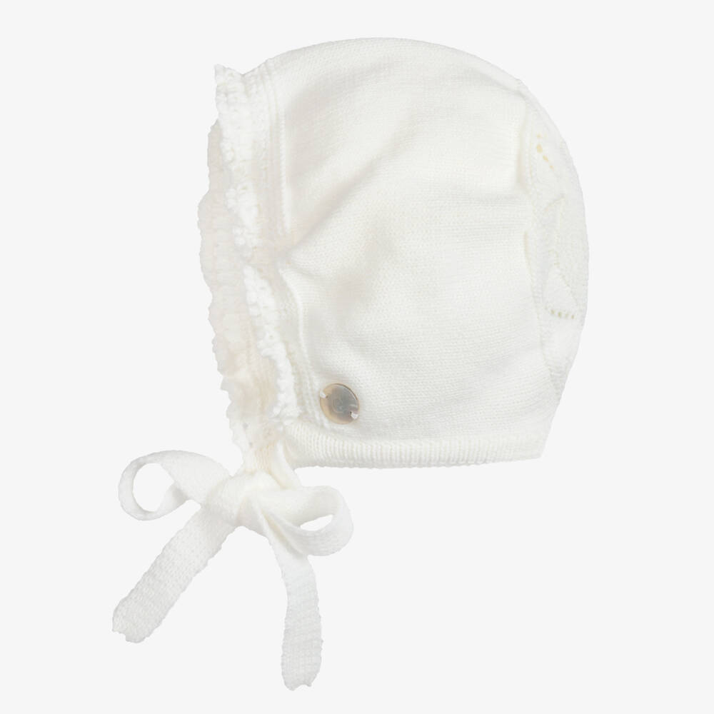 Artesanía Granlei-Ivory Knitted Baby Bonnet | Childrensalon