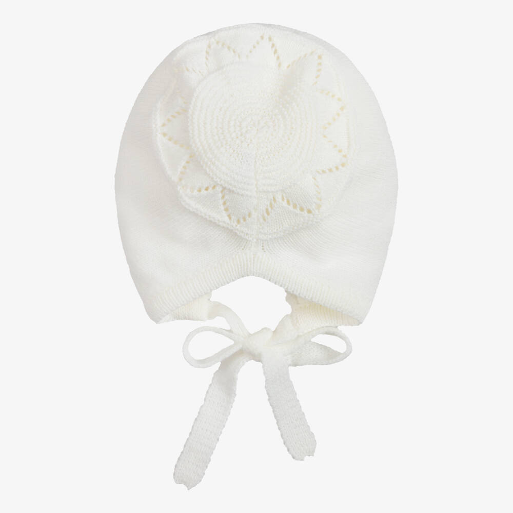 Artesanía Granlei-Ivory Knitted Baby Bonnet | Childrensalon