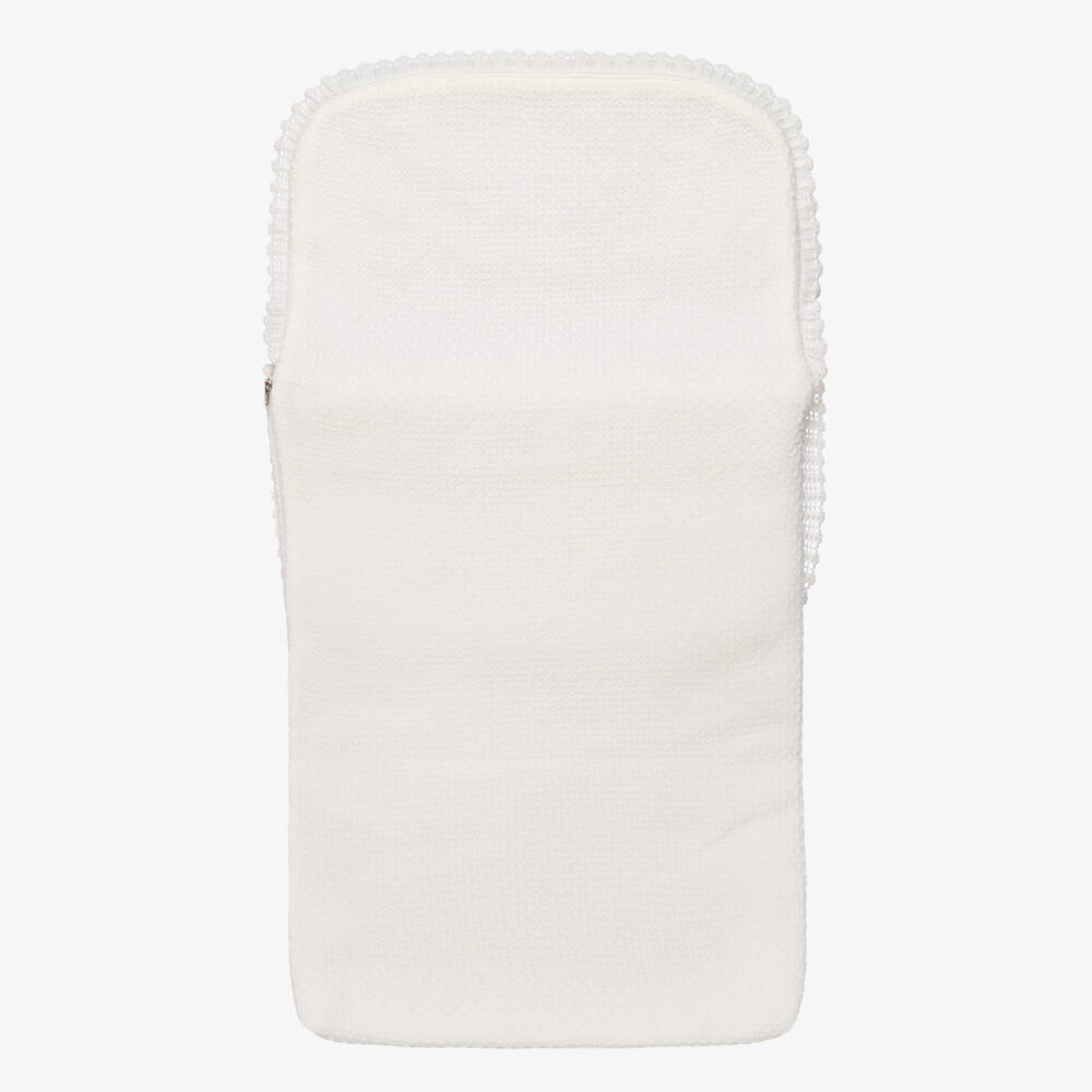 Artesanía Granlei-Ivory Knitted Baby Nest with Lace Trim (71cm) | Childrensalon