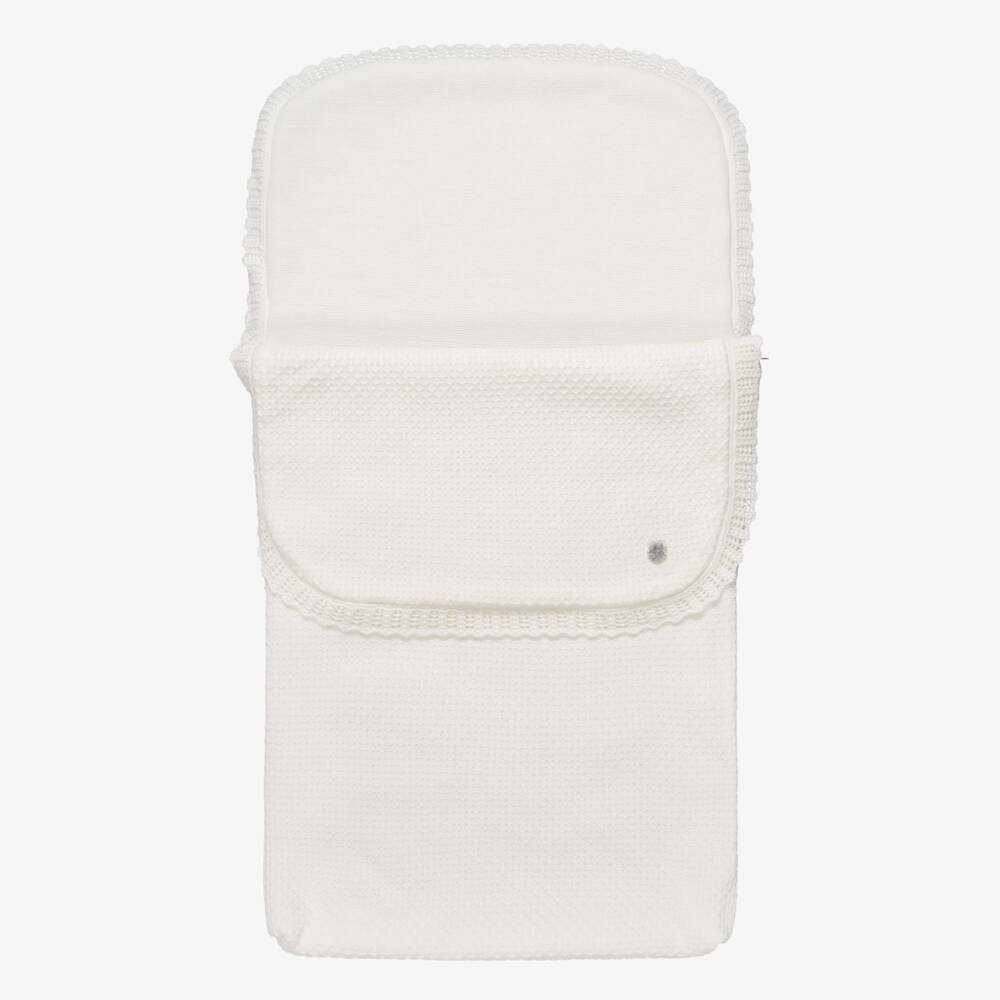 Artesanía Granlei-Ivory Knitted Baby Nest with Lace Trim (71cm) | Childrensalon