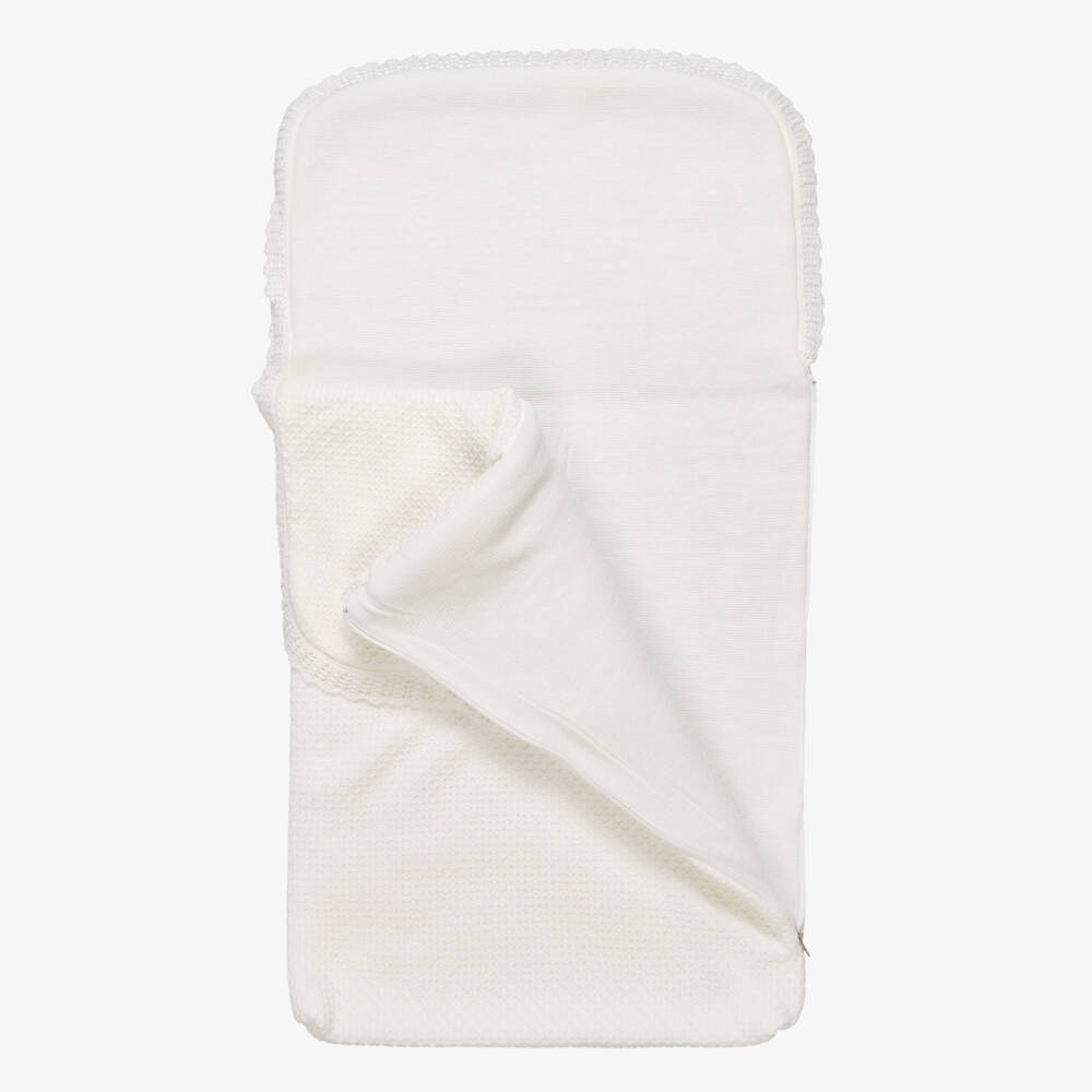 Artesanía Granlei-Ivory Knitted Baby Nest with Lace Trim (71cm) | Childrensalon