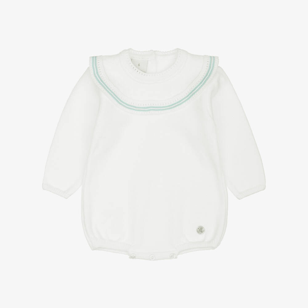 Artesanía Granlei-Ivory Knitted Baby Shortie with Collar | Childrensalon