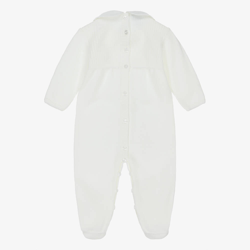 Artesanía Granlei-Ivory Knitted Babygrow with Collar | Childrensalon