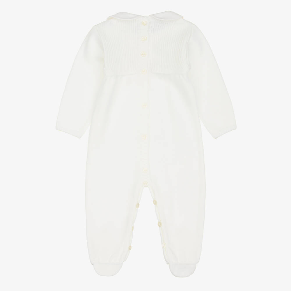 Artesanía Granlei-Ivory Knitted Babygrow with Woven Collar | Childrensalon
