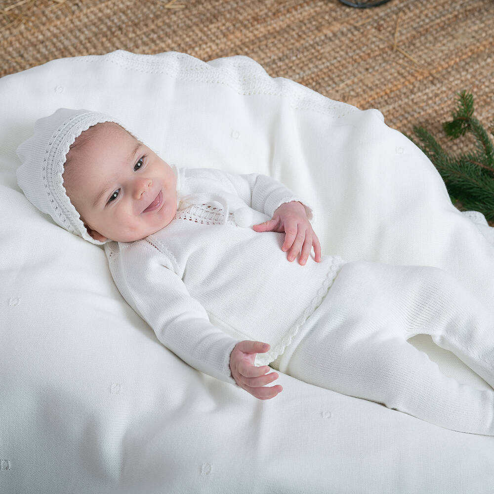 Artesanía Granlei-طقم أفرول أكريليك محبوك لون عاجي | Childrensalon