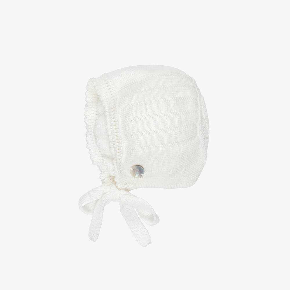 Artesanía Granlei-Ivory Knitted Bonnet & Babysuit Set | Childrensalon