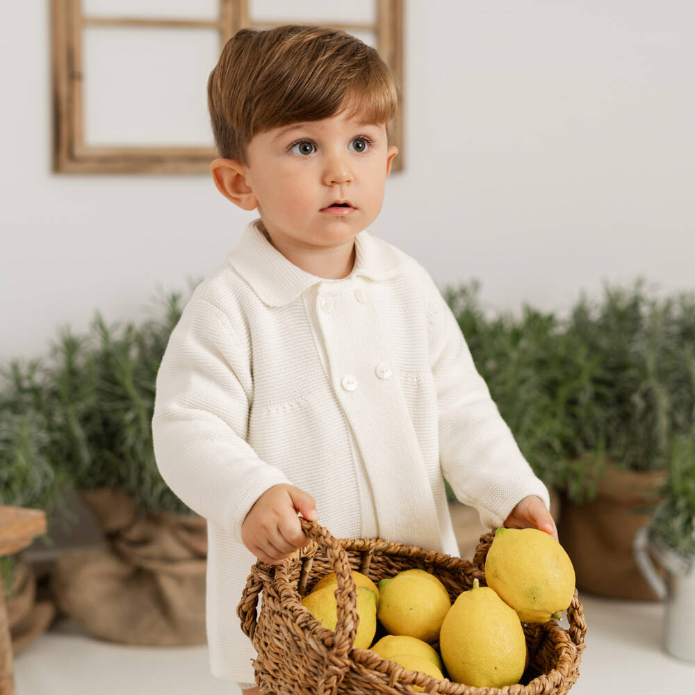 Artesanía Granlei-Ivory Knitted Cardigan | Childrensalon