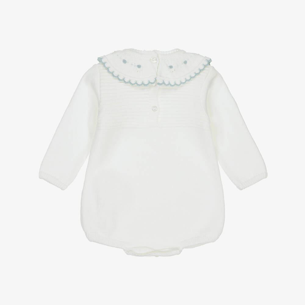 Artesanía Granlei-بودي سوت بياقة محبوك لون عاجي للأطفال الرضع | Childrensalon