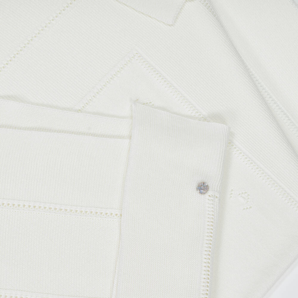 Artesanía Granlei-Ivory Openwork Knitted Baby Blanket (106cm) | Childrensalon
