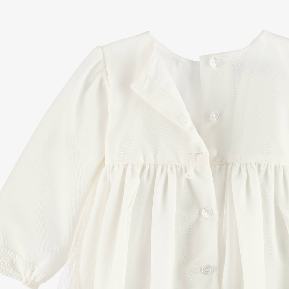 Artesanía Granlei-Ivory Tulle Ceremony Gown With Bonnet | Childrensalon