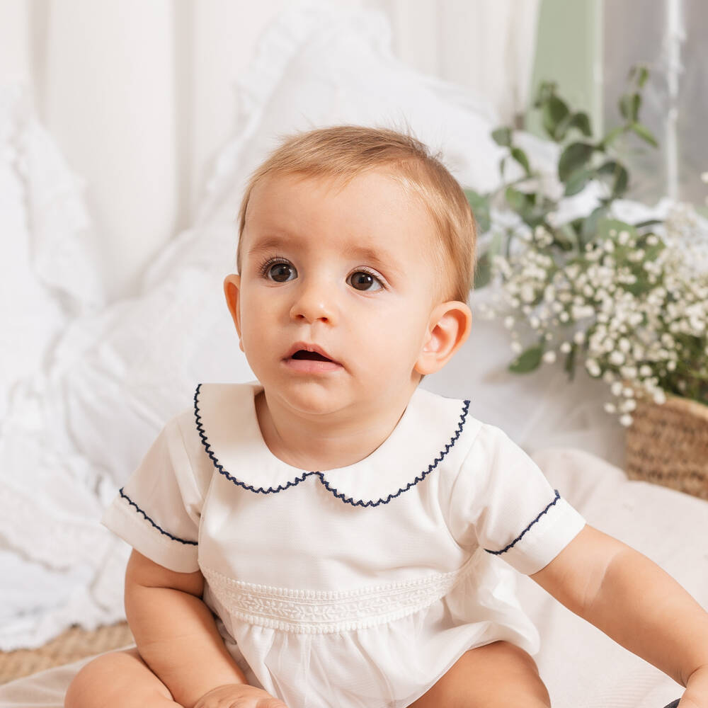 Artesanía Granlei-بودي سوت تول مطرز لون عاجي | Childrensalon