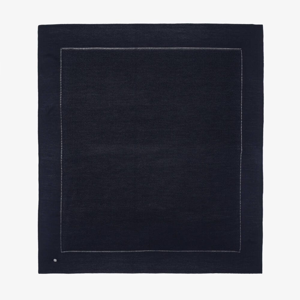 Artesanía Granlei-Knitted Navy Blue Baby Blanket (107cm) | Childrensalon