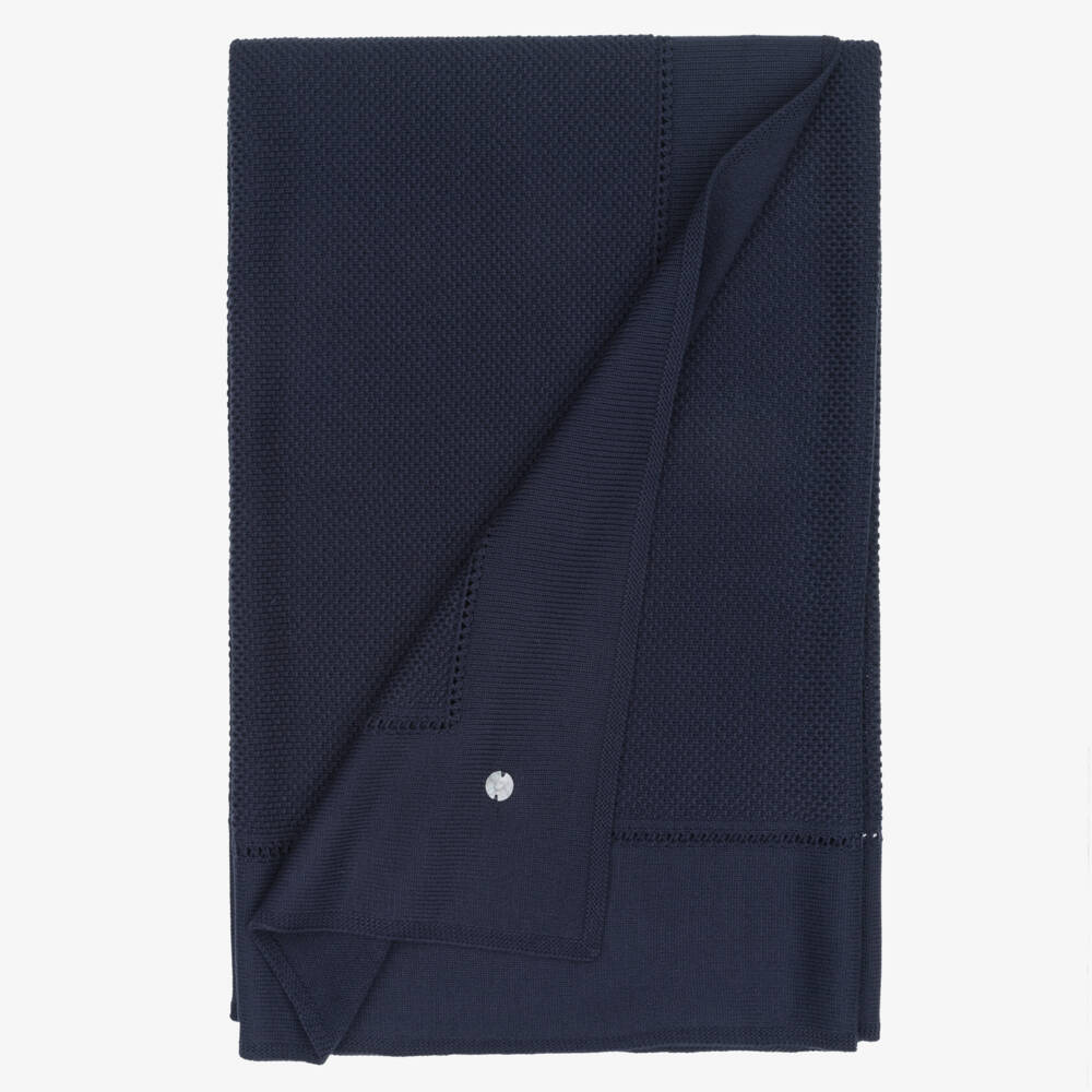 Artesanía Granlei-Knitted Navy Blue Baby Blanket (107cm) | Childrensalon