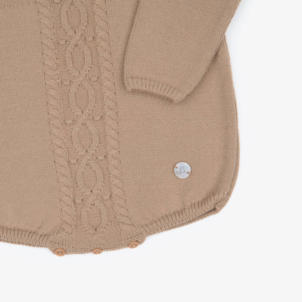 Artesanía Granlei-Light Brown Knitted Shortie with Cable Design | Childrensalon