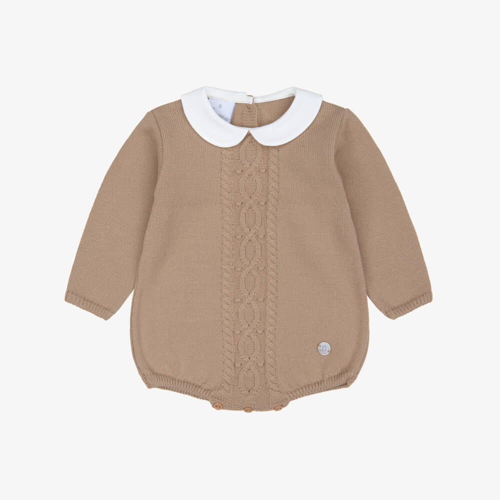 Artesanía Granlei-Light Brown Knitted Shortie with Cable Design | Childrensalon