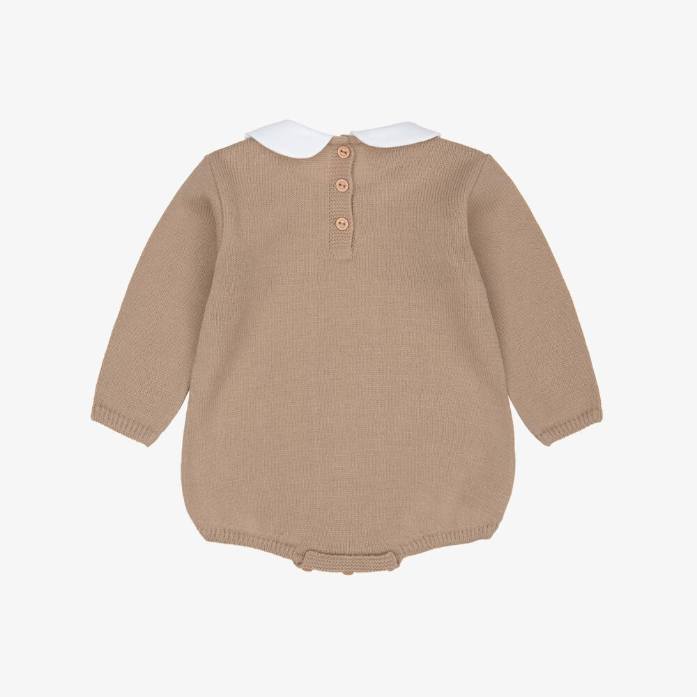 Artesanía Granlei-Light Brown Knitted Shortie with Cable Design | Childrensalon