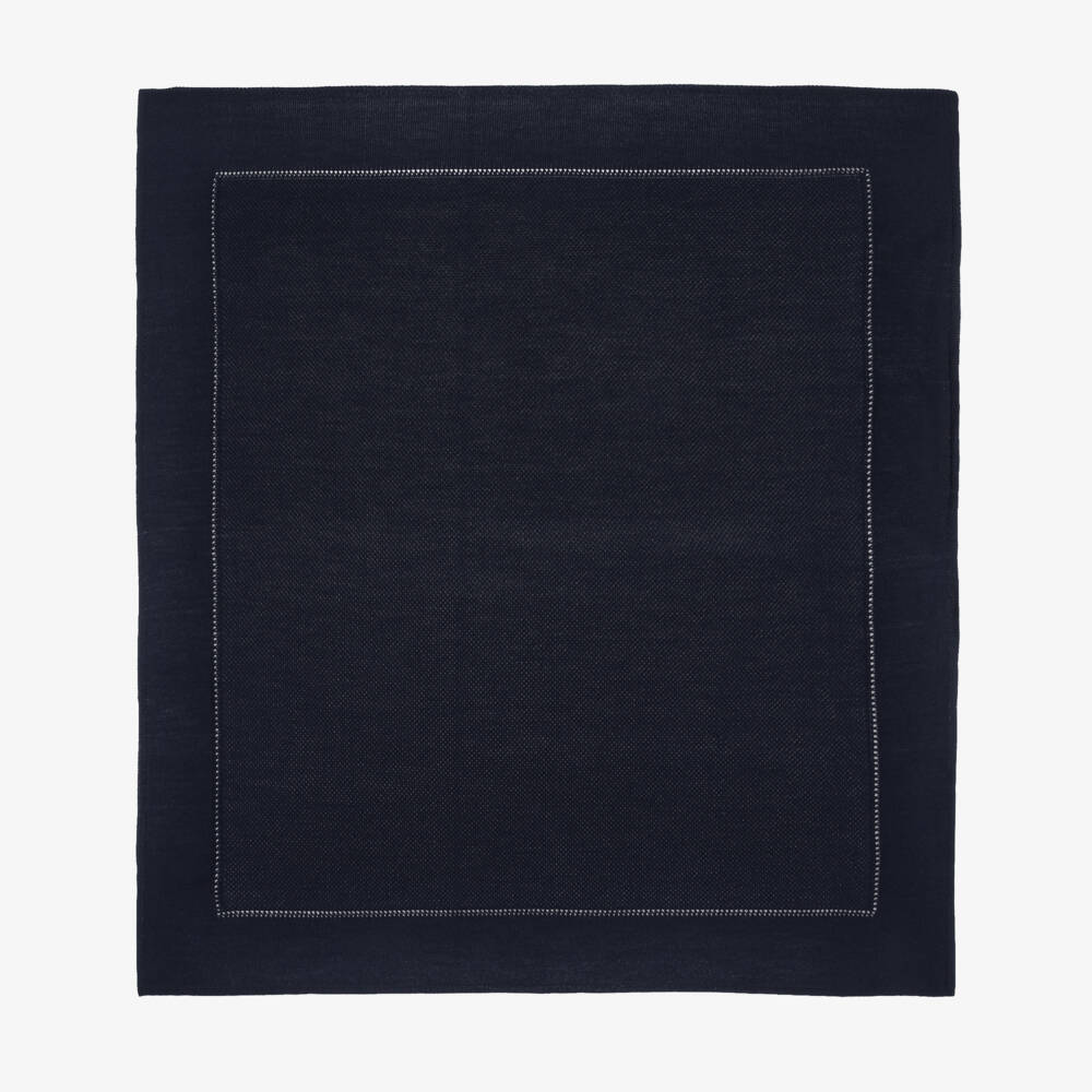Artesanía Granlei-Navy Blue Knitted Baby Blanket (107cm) | Childrensalon