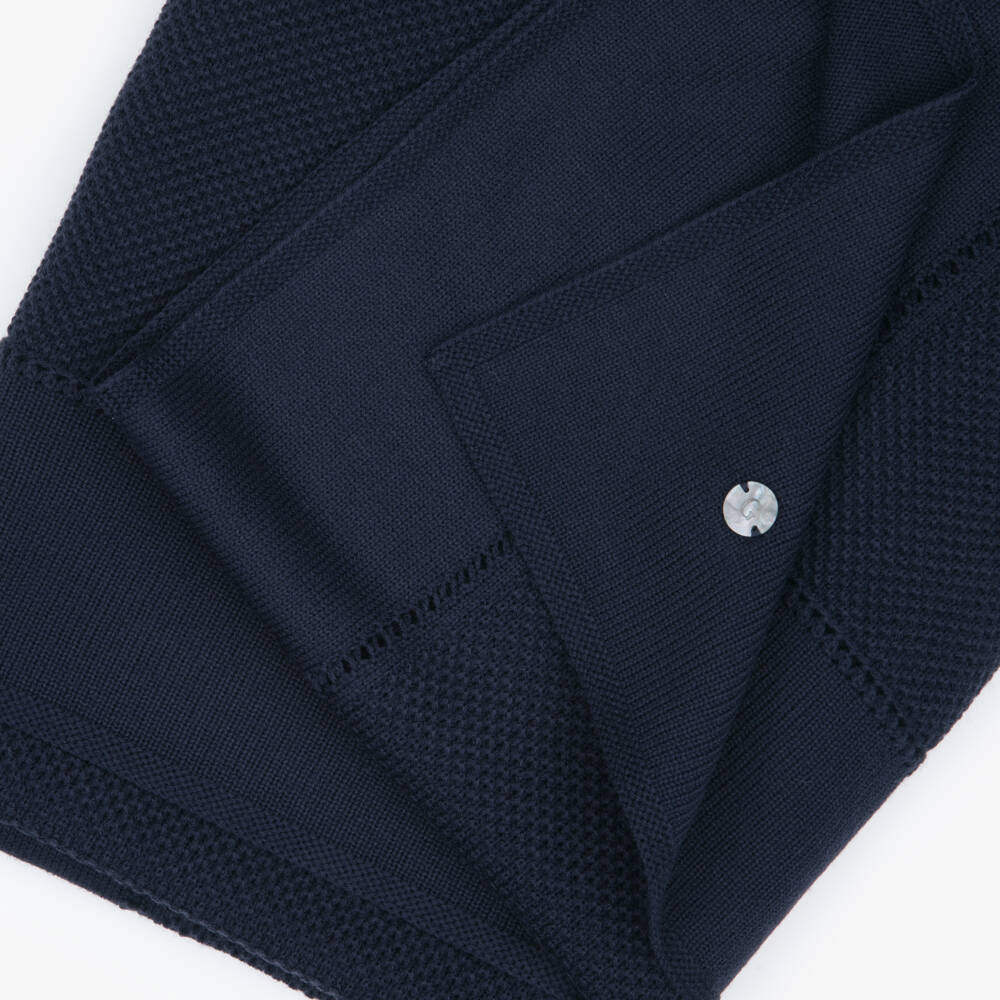 Artesanía Granlei-Navy Blue Knitted Baby Blanket (107cm) | Childrensalon