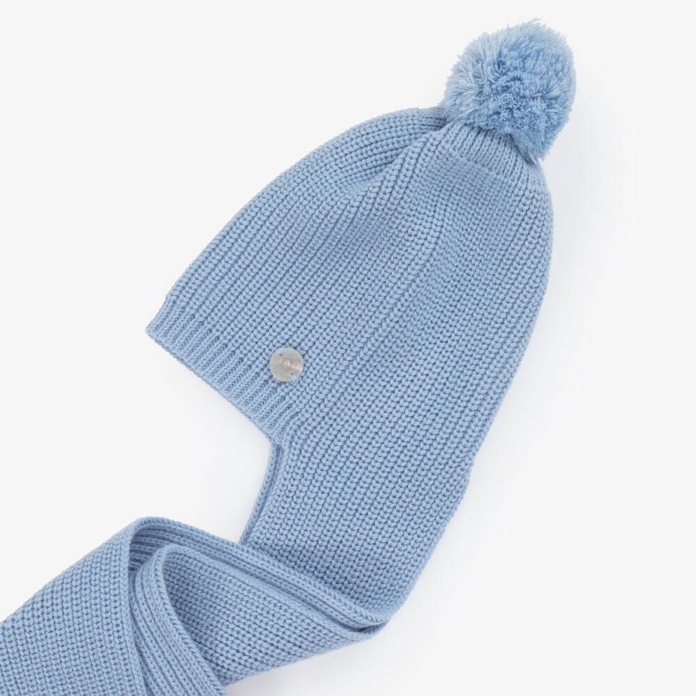 Artesanía Granlei-Pale Blue Knitted Baby Hat Scarf | Childrensalon