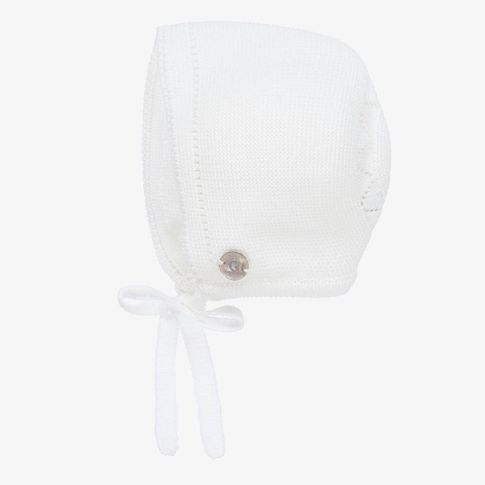 Artesanía Granlei-White Knitted Bonnet | Childrensalon