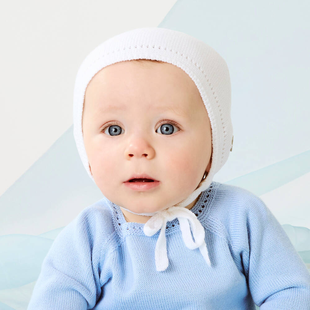 Artesanía Granlei-White Knitted Bonnet | Childrensalon
