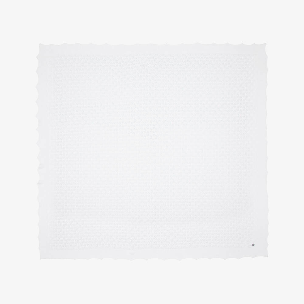 Artesanía Granlei-White Knitted Open Work Shawl (128cm) | Childrensalon