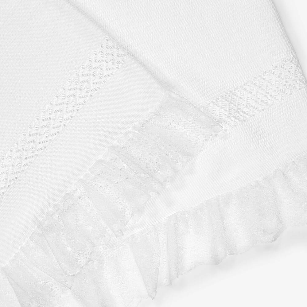 Artesanía Granlei-White Lace Trim Shawl (107cm) | Childrensalon