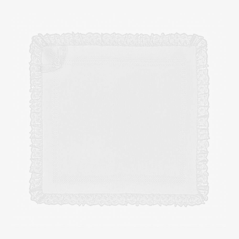 Artesanía Granlei-White Lace Trim Shawl (107cm) | Childrensalon