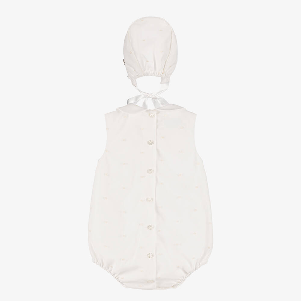 Artesanía Granlei-White Tulle Polka Dot Shortie Set | Childrensalon