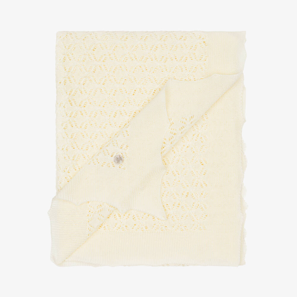 Artesanía Granlei-Yellow Knitted Open Work Shawl (128cm) | Childrensalon