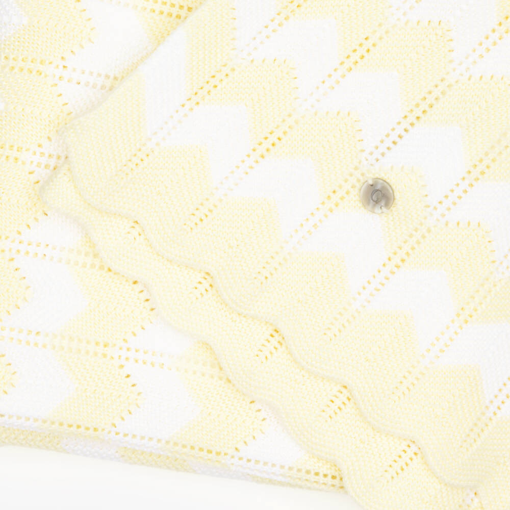 Artesanía Granlei-Yellow Zig Zag Knit Baby Blanket (102cm) | Childrensalon
