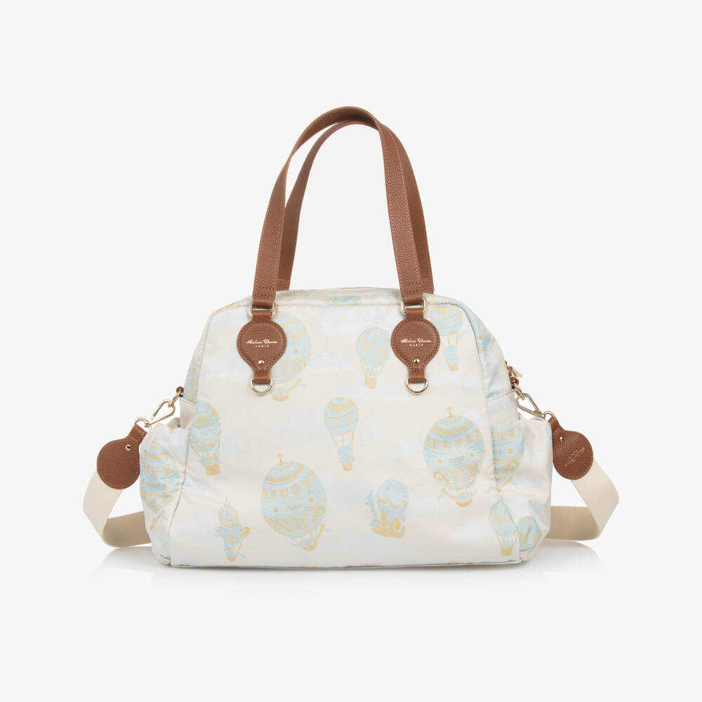 Atelier Choux Paris-Blue Jacquard Changing Bag (46cm) | Childrensalon