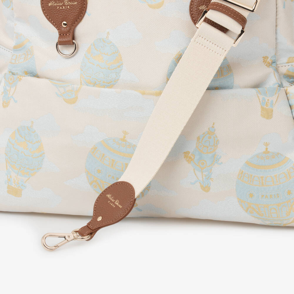 Atelier Choux Paris-Blue Jacquard Changing Bag (46cm) | Childrensalon