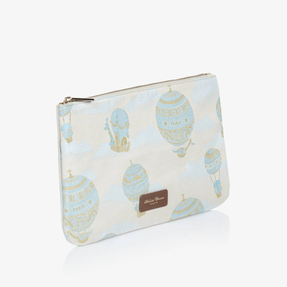 Atelier Choux Paris-حقيبة لمستلزمات الإستحمام جاكار لون أزرق(31 سم) | Childrensalon