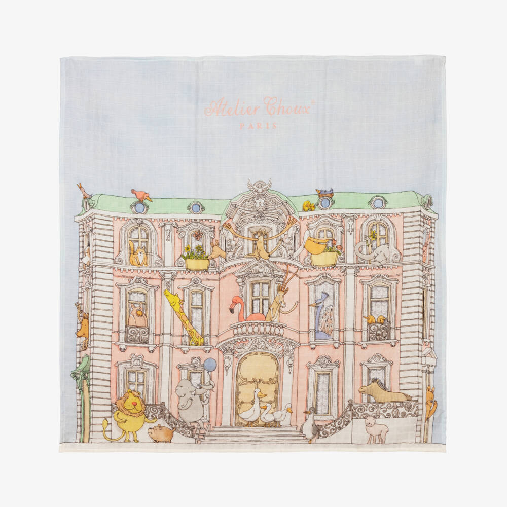 Atelier Choux Paris-Blue Mansion Swaddle (97cm) | Childrensalon