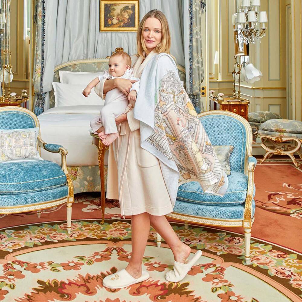 Atelier Choux Paris-قماط قطن عضوي موسلين لون أزرق وزهري (97 سم) | Childrensalon