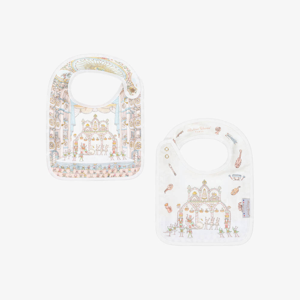 Atelier Choux Paris-طقم لفافة ومريلة قطن عضوي لون زهري وأزرق فاتح | Childrensalon