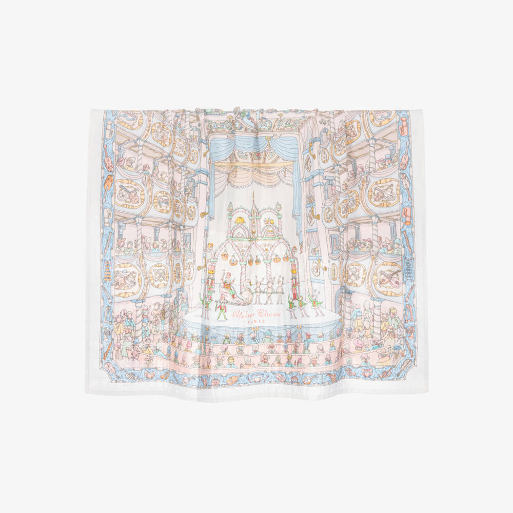 Atelier Choux Paris-طقم لفافة ومريلة قطن عضوي لون زهري وأزرق فاتح | Childrensalon