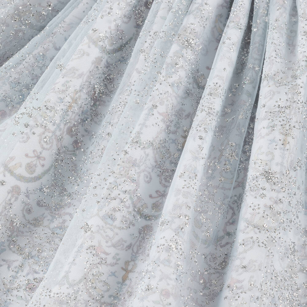 Atelier Choux Paris-Girls Blue Toile de Jouy Glitter Dress | Childrensalon